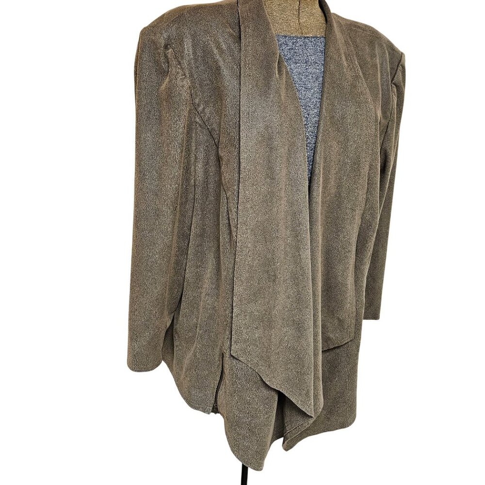 Tahari Arthur S Levine Jacket Womens 20W Open Front Brown Drape Blazer - Picture 2 of 10